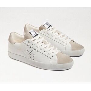 SAM EDELMAN SE 1980 AUBRIE LACE UP SNEAKERS WHITE/TAN WOMANS 9.5 LEATHER #347